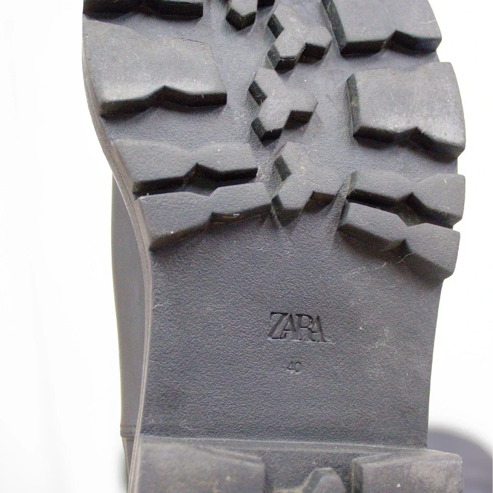 Zara Boots | Zara Tall Black Quilted Chevron Boots, Lug Sole 40 EU / 39 US